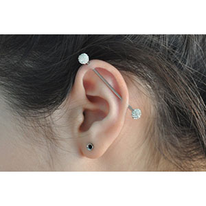 Industrial Barbell with Multi-Gem Covered Balls Customer Photo